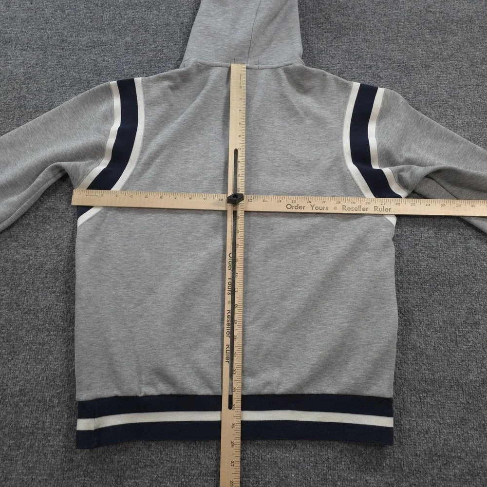 Polo Ralph Lauren Hoodie Mens Medium Gray Spellout Logo Pullover Stripe Stretch